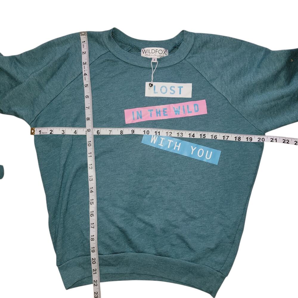 Wildfox Teal Lost In The Wild With You Sweatshirt Size Small New Without Tags - Picture 3 of 4